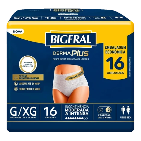 Fralda Bigfral Derma Plus Roup. G/xg C/16 Emb. Econ.