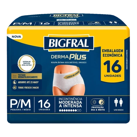 Fralda Bigfral Derma Plus Roup. P/m C/16 Emb. Econ.