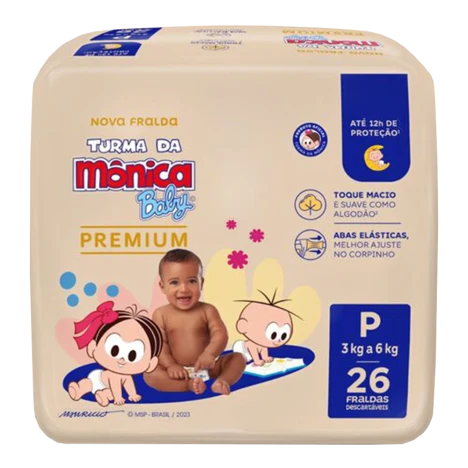 Fralda Turma Da Monica Premium Jumbo P C/26