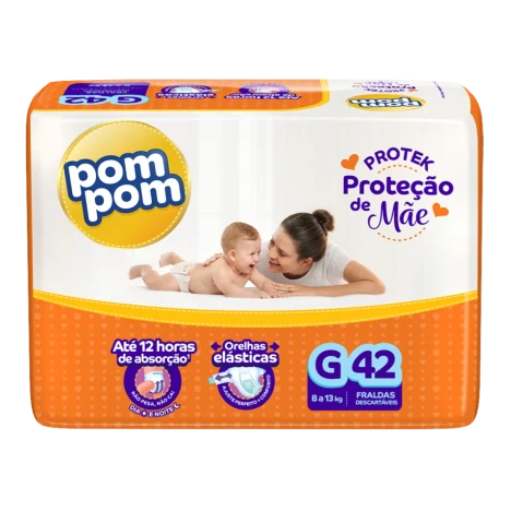 Fralda Pompom Derma Protek Protecao De Mae Mega G C/42