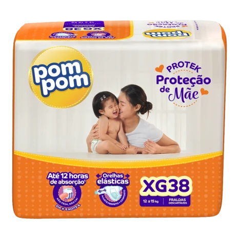 Fralda Pompom Derma Protek Protecao De Mae Mega Xg C/38