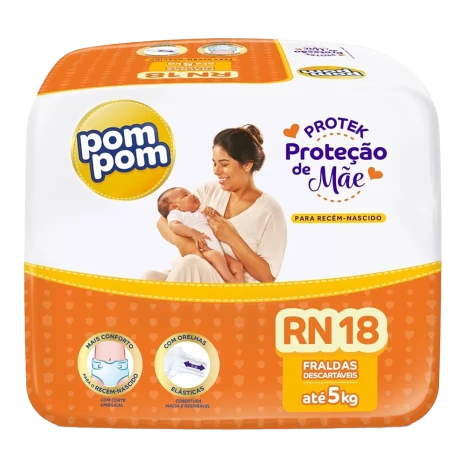 Fralda Pompom Derma Protek Protecao De Mae Jumbinho Rn C/18