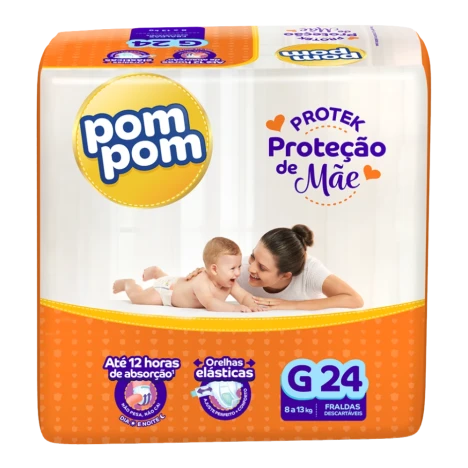 Fralda Pompom Protek Protecao De Mae Jumbo G C/24