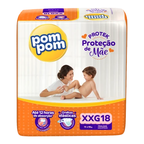 Fralda Pompom Protek Protecao De Mae Jumbo Xxg C/18