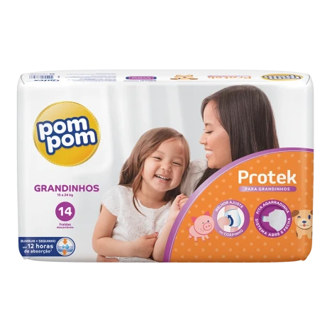 Fralda Pompom Protek Jumbo Grandinhos C/14