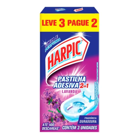 HARPIC PASTILHA ADESIVA 2EM1 LAVANDA L3 P2