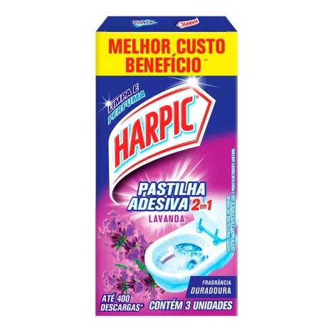 HARPIC PASTILHA ADESIVA 9G 2EM1 LAVANDA