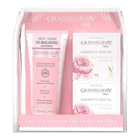 KIT GIOVANNA BABY MINI CLASSIC LOC.HID.50ML + 2 SAB. VEGETAL 90G