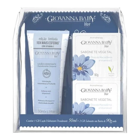 KIT GIOVANNA BABY MINI BLUE LOC.HID.50ML + 2 SAB. VEGETAL 90G