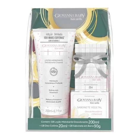 KIT GIOVANNA BABY B.VANILLA LOC.HID.200ML COLONIA.20ML SAB. VEGETAL 90G