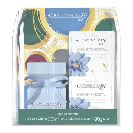KIT GIOVANNA BABY MINI BLUE / COLONIA 20ML + 2 SAB. VEGETAL 90G