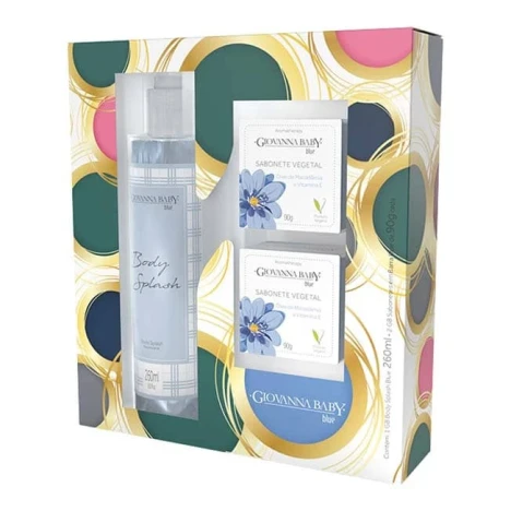 KIT GIOVANNA BABY BLUE BODY SPLASH 260ML + 2 SAB. VEGETAL 90G