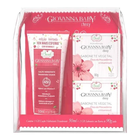 KIT GIOVANNA BABY MINI CHERRY / LOC. HID. 50ML + 2 SAB. VEGETAL 90G