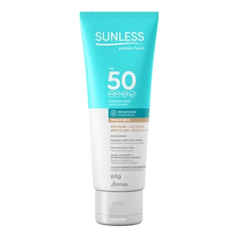PROTETOR SOLAR FACIAL BEGE CLARO FPS 50 SUNLESS 60G