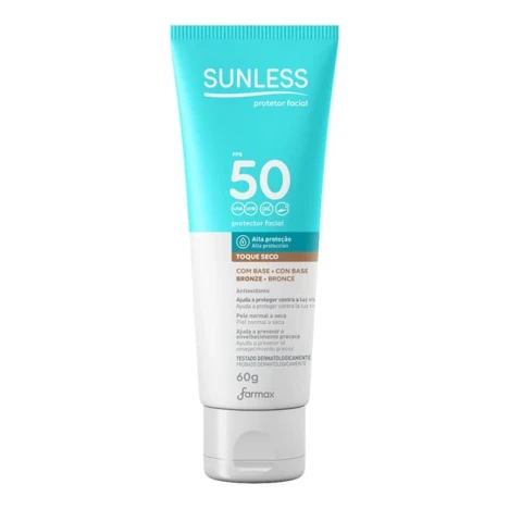 PROTETOR SOLAR FACIAL BRONZE FPS 50 SUNLESS 60G