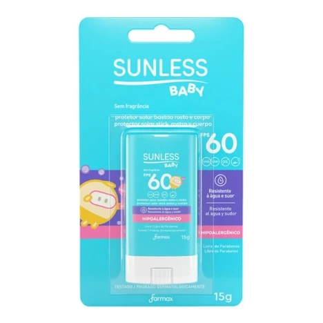 PROTETOR SOLAR BABY BASTAO FPS 60 SUNLESS 15G