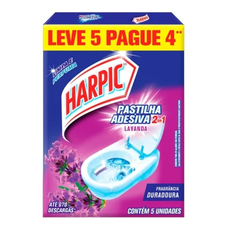 HARPIC PASTILHA ADESIVA 2EM1 LAVANDA L5 P4