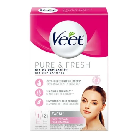 KIT CREME DEP. VEET PURE & FRESH 50ML FACIAL C/2