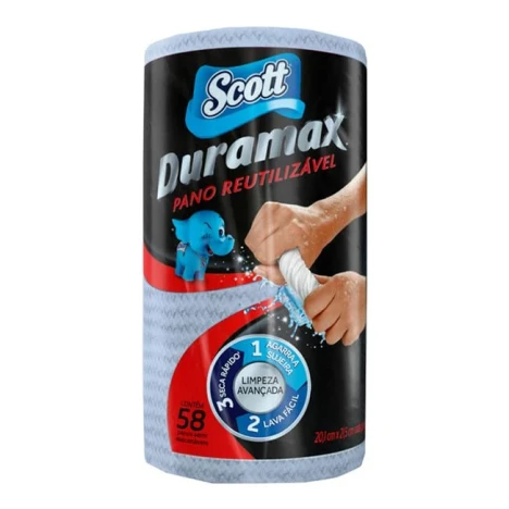 PANO SEMI DESCARTAVEL SCOTT DURAMAX ROLO AZUL C/58