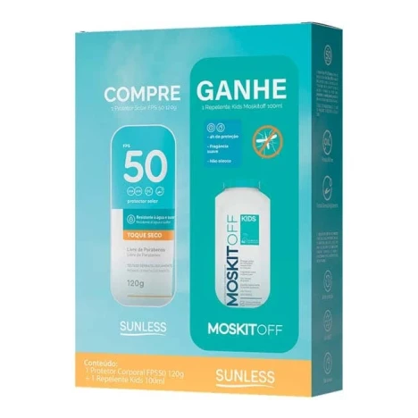 Kit Protetor Solar Fps 50 Sunless 120G + Repelente Kids Moskitoff 120ML