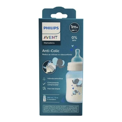 MAMADEIRA AVENT 260ML ANT.COLIC 3.0 ELEFANTE