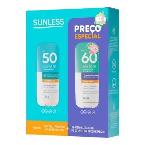 Kit Protetor Solar Sunless Fps 50 120g + Protetor Solar Kids FPS60 120g