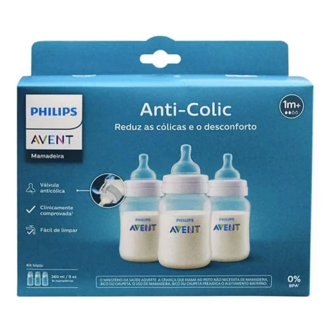 PROMO MAMADEIRA AVENT 260ML ANT.COLIC 3.0 C/3