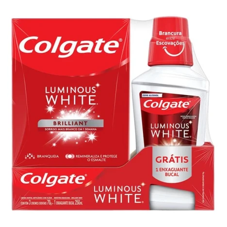 PROMO.CREME D.COLGATE LUMINOUS WHITE BRILLIANT 70G C/3 + ANTI-SEP 250ML