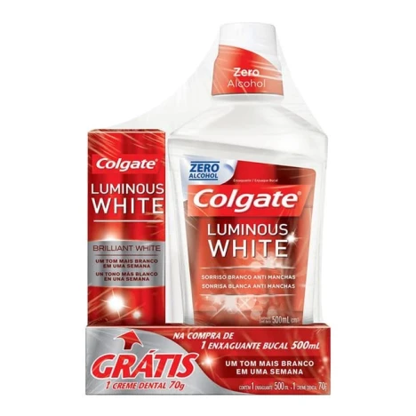 ANTI-SEP. BUCAL COLGATE LUMINOUS WHITE 500ML + CREME DENT.LW