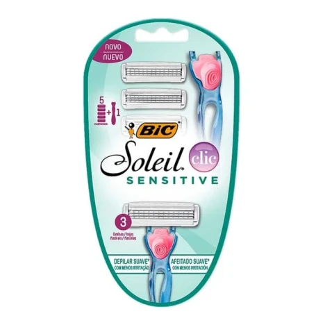 KIT 1 AP.RECAR.BIC + 5 CARGAS P/DEPILAR SENSITIVE SOLEIL CLIC