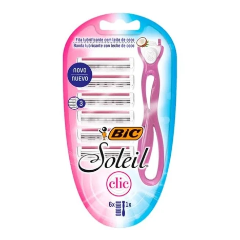 KIT 1 AP.RECAR. BIC + 6 CARGAS P/DEPILAR SOLEIL CLIC