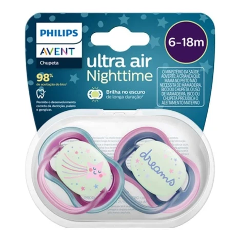 CHUP.AVENT ULT.AIR 6 A 18 MESES ESTRELA/DREAMS BRILHA NO ESCURO C/2