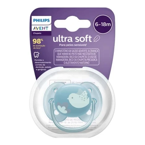 CHUP.AVENT ULTRA SOFT 6 A 18 MESES AZUL PASSARINHO