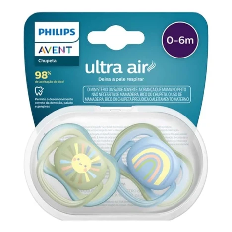 CHUP.AVENT ULT.AIR 0 A 6 MESES VERDE/AZUL SOL/ARCO-IRIS C/2