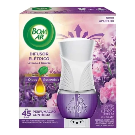 BOM AR 16ML LIQUIDO LAVANDA E GERANIO AP. + REFIL GRATIS