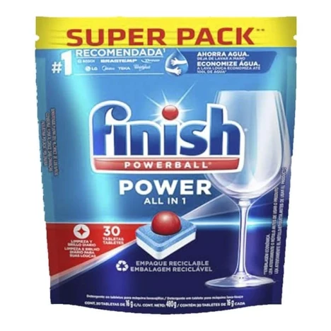 FINISH DETERG.LAVA LOUCAS EM TABLETES C/30 POWERBALL