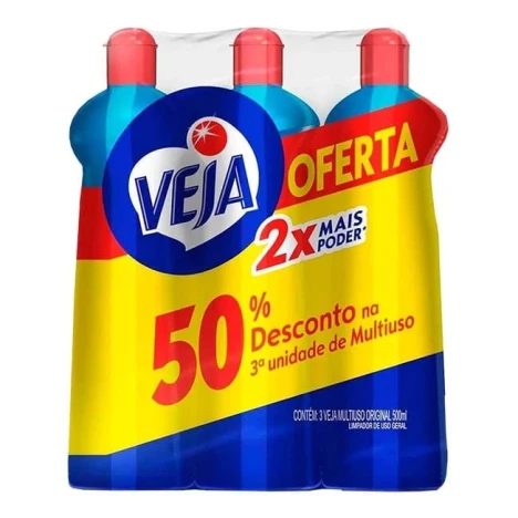 PROMO.VEJA MULTI USO 500ML ORIGINAL 50%DESC. 3UN.