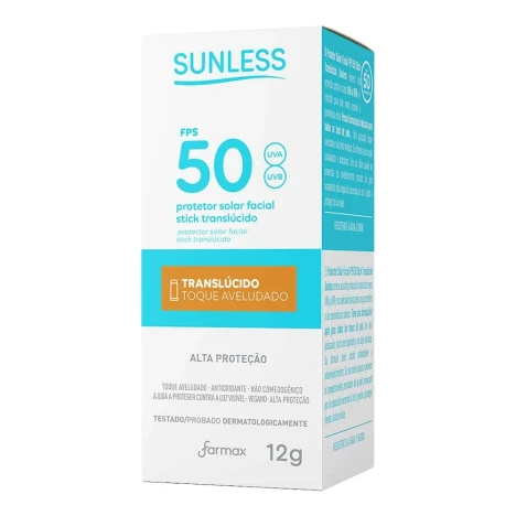 PROTETOR SOLAR FACIAL STICK TRANSLUCIDO FPS50 SUNLESS 12G