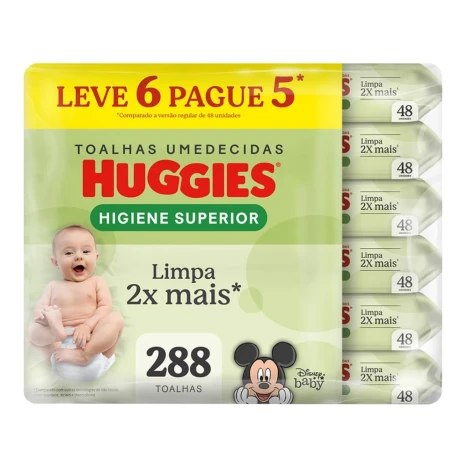PROMO TOA.UMED.HUGGIES C/48 MAX CLEAN.LV6 PG5
