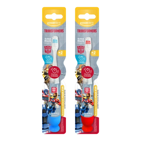 Escova De Dente Powerdent Infantil Flash Transformers Pisca Pisca
