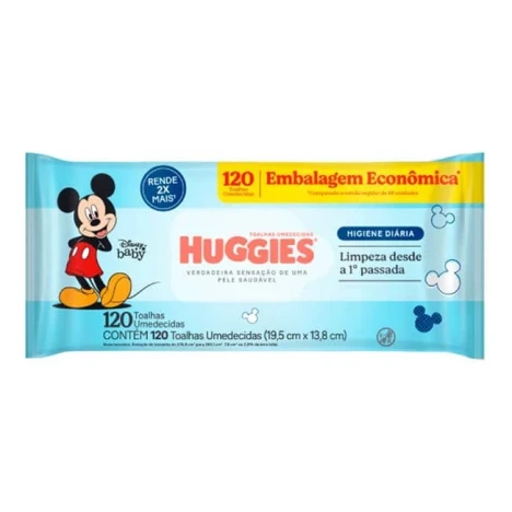 TOA.UMED.HUGGIES C/120 TRIPLA PROTECAO