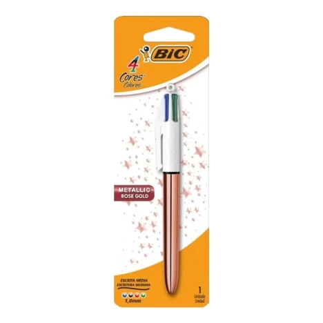CANETA BIC ESFEROGRAFICA 4 CORES ROSE GOLD