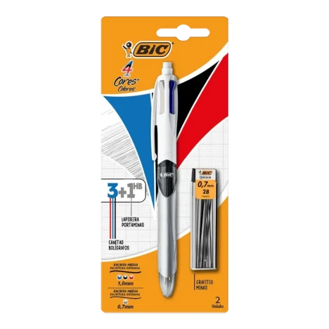 Caneta Bic Esferografica 3 Cores + 1 Lapiseira E Grafite 0,7mm