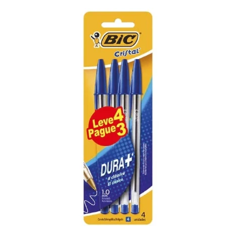 CANETA BIC ESFEROGRAFICA CRISTAL C/4 AZUL LV 4 PG 3