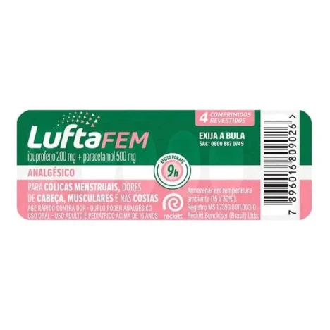 LUFTAFEM 200MG + 500MG 4 COMPR.REVESTIDOS