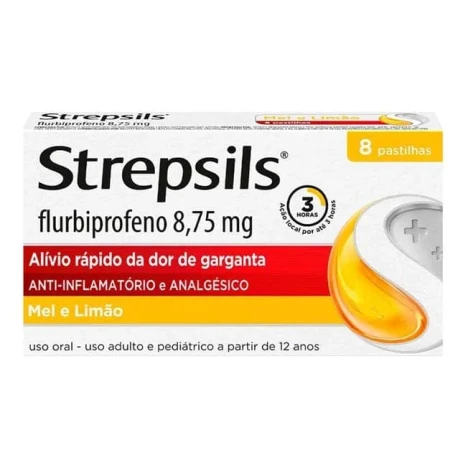 STREPSILS 8,75MG MEL E LIMAO 8 PASTILHAS