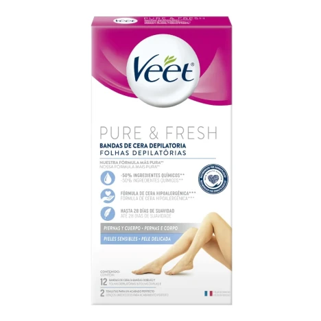 FOLHAS VEET PURE & FRESH CORPO C/12 PELE DELICADA