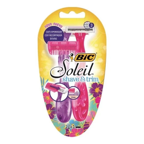 AP.BIC SOLEIL 3 LAMINAS SHAVE & TRIM C/2 + APARADOR