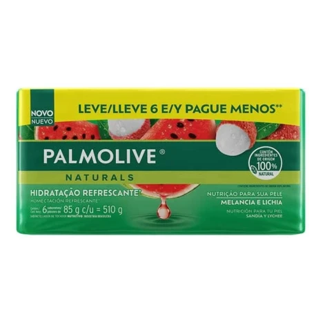 SAB.BARRA PALMOLIVE NATURALS 85G MELANCIA E LICHIA C/6