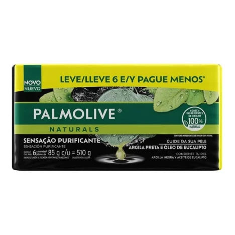 SAB.BARRA PALMOLIVE NATURALS 85G SENS.PURIF ARGILA E EUCALIPTO C/6
